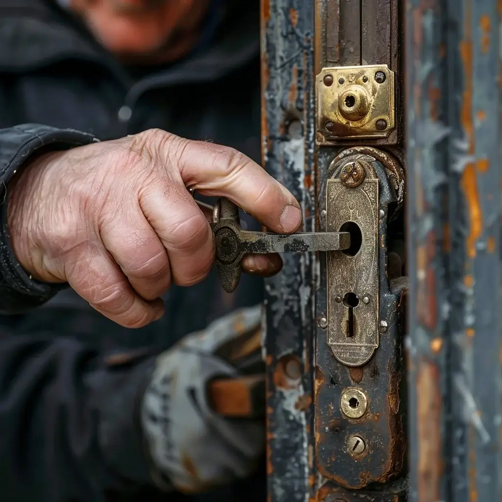 O chaveiro da Chaveiro Algarve 24/7 está abrindo a porta