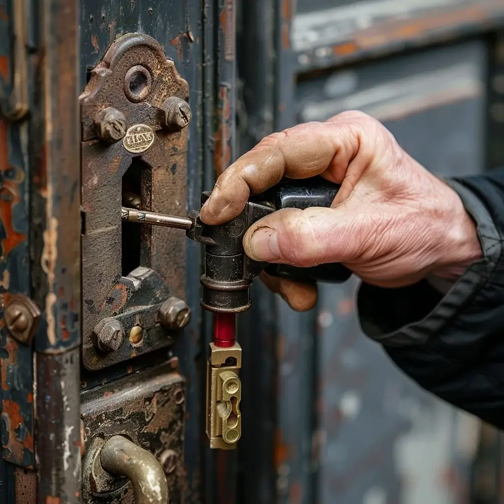 O chaveiro da Chaveiro Algarve 24/7 está abrindo a porta